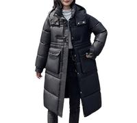 Hanraz Winterjacke Damen warm, Winterjacke Damen Lang - Schwarz Winter Puffer Jacket Herbstjacke Elegant Y2k Wintermantel Outdoor Große Größen Warm Daunenjacke Softshelljacke