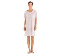 HANRO Damen Cotton Deluxe Nachthemd 1/2 Arm 90 cm Nachthemd, per Pack Rosa (Crystal pink 071334), 48 (Herstellergröße: L)