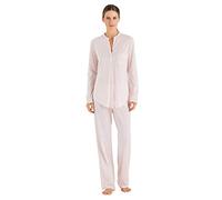 HANRO Damen Cotton Deluxe Pyjama 1/1 Arm Zweiteiliger Schlafanzug, Rosa (Crystal Pink 071334), 44 (Herstellergröße: M)