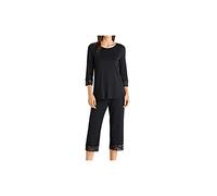 HANRO Damen Moments NW Pyjama 3/4 Arm Zweiteiliger Schlafanzug, per Pack Schwarz (Black 0019), 40 (Herstellergröße: S)