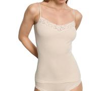Hanro Damen Moments Spaghetti Top Unterhemd Baumwolle | Mit hochwertiger französischer Spitze Ohne Seitennähte Feminin, zeitlos und elegant