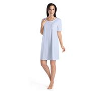 Hanro Damen Kurzarm Nachthemd ' Cotton Deluxe 90cm ' hellblau, Größe L, 5878397 Hellblau L