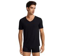 HANRO Kurzärmliges Herrenhemd mit V-Ausschnitt und sauberem Schnitt, Schwarz, XL