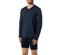 HANRO Longsleeve Herren V-Ausschnitt Mikrofaser blau, S