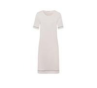 Hanro Damen Kurzarm Nachthemd ' Natural Comfort 90cm ' rosa / naturweiß, Größe XL, 5879052 Rosa / Naturweiß XL