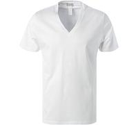 HANRO T-Shirt Herren V-Ausschnitt Jersey-Baumwolle weiß, M