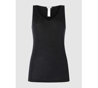 Hanro Unterhemd aus Schurwoll-Seiden-Mix Modell 'Woolen Silk' in Black, Größe L