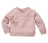 HANS NATUR Baby Jacke zum Wickeln Bio-Baumwolle Ajourstrick Blümchen rosé Gr. 74/80