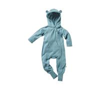 HANS NATUR Baby Overall mit Kapuze Strick-Qualität Bio-Baumwolle blau Gr.50/56