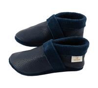HANS NATUR Baby und Kinder Hausschuhe Krabbelschuhe Ecopell Leder blau Gr. 23