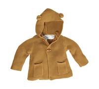 HANS NATUR Baby und Kinder Strickjacke mit Kapuze Bio-Baumwolle curry Gr.50/56