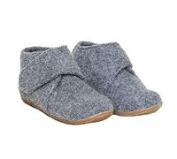 HANS NATUR Bio Kinder Hausschuhe Hüttenschuhe Wollwalk 100% Schurwolle, Grau Melange, 20