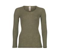 Hans Natur Damen Unterhemd Langarm Wolle Seide olive Gr. 42/44