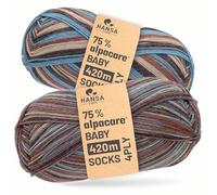 HANSA-FARM |alpacare 75% waschbare Baby Alpaka Socks 224g Set (2 x 112g) Sockenwolle kratzfreie Wolle zum Stricken & Häkeln - SE8 Misti Hues