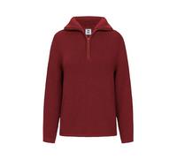 HANSEHELD Damen Troyer Schurwolle Bordeaux 38 | Pullover | 100% Schurwolle | Strickpullover für Frauen | Troyerkragen | Reißverschluss | Wollpullover | Made in Germany