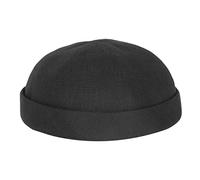 HANSEHELD Docker Cap Leinen - Schwarz 55 - Kurz Flach Segler Sailor Cap
