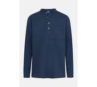 HANSEHELD Fischerhemd Blau Uni L | Herren Freizeithemd | Dunkelblau | Stehkragen | Schlupfhemd | Fischer