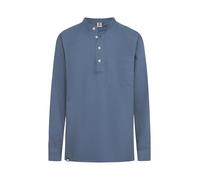 HANSEHELD Fischerhemd Jeans Blau Uni GOTS Organic M | Herren Freizeithemd | Dunkelblau | Stehkragen | Schlupfhemd