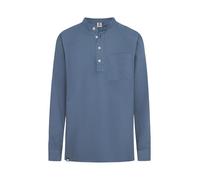 HANSEHELD Fischerhemd Jeans Blau Uni GOTS Organic XL | Herren Freizeithemd | Dunkelblau | Stehkragen | Schlupfhemd