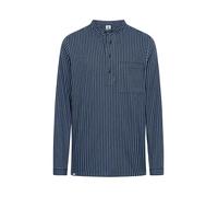 HANSEHELD Herren Fischerhemd - Blau Breit Gestreift L - GOTS