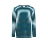 HANSEHELD Herren Streifenshirt - Petrol Natur Gestreift XL - GOTS Langarm