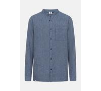 Hanseheld Leinenhemd LeinenLos! Herren Blau Gestreift Fischehemd Stehkragen Blau S