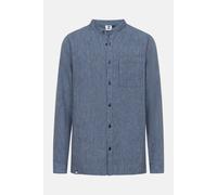 Hanseheld Leinenhemd LeinenLos! Herren Blau Gestreift Fischehemd Stehkragen Blau M