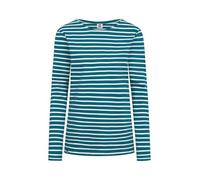 HANSEHELD Streifenshirt Damen Petrol-Natur Langarm Blau Grün GOTS Organic S | Frauen Ringelshirt | Streifen | Bretonisches Hemd | Matrosenshirt | Gestreift | Bio Baumwolle