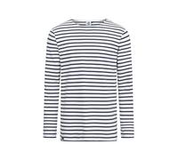 HANSEHELD Streifenshirt Herren Natur-Marine Langarm Weiß Blau GOTS Organic L | Männer Ringelshirt | Streifen | Bretonisches Hemd | Matrosenshirt | Gestreift | Bio Baumwolle