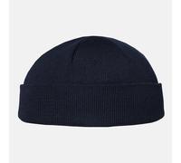 Hanseheld Strickmütze Seebär Baumwolle Dockermütze kurz flach - marine blau Blau