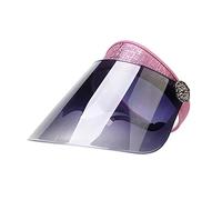 HANSHAN Sommer-Sonnenblende Hut Sonnenschutz und UV-Schutz-Stirnband Sonnen Face Shield Hat 360 ° drehbare Kappe Wide Brim Hat Im Freien Strand Cap (Color : Pink)