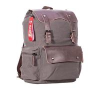 Hanta Nature Rucksack Canvas 25L Outdoor Rucksack aus Leder und Canvastoff Wanderrucksack für Ausflüge, Camping, Alltags-Rucksack für Damen und Herren mit Lederriemen und Reißverschlüssen - grau