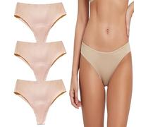 HANYILI 2025 New Aura Invisible Camel Toe Thong High Waisted Seamless Thongs for Ladies No Show Panty Pack (3PCS-C,M)