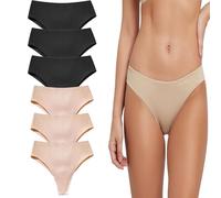 HANYILI 2025 New Aura Invisible Camel Toe Thong High Waisted Seamless Thongs for Ladies No Show Panty Pack (6PCS-C,L)