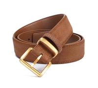 HAOBOYO Damengürtel aus Wildleder - Goldfarbene quadratische Schnalle für Kleider & Jeans, verstellbare Taille, lässiger Gürtel, 28 mm breit, hellbraun, 26"-35"