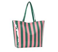 Haodream Tragetasche aus glänzendem PVC, Schultertragetasche | Geräumiger Alltags Shopper mit vertikalem Muster für Pendler und Strandausflüge