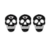 Haofy Aufnäher Zum Aufbügeln, Harz-Totenkopf-Design für Stoffreparaturen - 3 Stück Perlenapplikationen, Starke Haftung, Geeignet für T-Shirts, Kleider, DIY-Modeprojekte