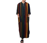 Haohon Kaftan Herren Baumwolle Leinen Sommer Cool Jilbab Muslim Robe Gebetskleidung für Männer Islamische Kleidung Thobe Marokkanische Afghanische Arabische Tunika Abaya Dubai Männer, A-grün, 5XL