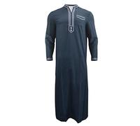 Haohon Kaftan Herren Baumwolle Leinen Sommer Cool Jilbab Muslim Robe Gebetskleidung für Männer Islamische Kleidung Thobe Marokkanische Afghanische Arabische Tunika Abaya Dubai Männer, I-navy