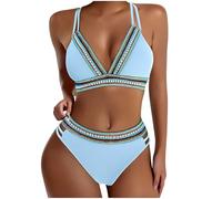 HAOLEI Bikini Damen Set Elegant Schick, Gepolstertes Rückenfreies Bikini Badeanzüge Set Mit Slip, Sale Angebote Bademode Push Up, Günstig Swimming Suits Sexy Modische, Schwimmanzug Bauchweg