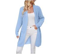 HAOLEI Cardigan Damen Elegant Schick, Lose Strickjacke Jacke Einfarbige Tasche Langarm Herbst Und Winter, Sale Angebote Strickmantel Lässig Und Stilvoll, Häkeljacke Weich Und Bequem