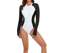 HAOLEI Damen Badeanzüge Sport Surfanzug Swimsuit Neoprenanzug Elegant Bademode Einteiliger Badeanzug Bauchweg Schwimmanzug Push Up Strandmode Sexy Surfer Tauchanzug Mit Langen Ärmeln Und Print