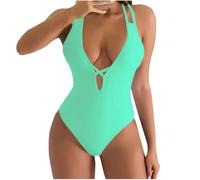 HAOLEI Damen Badeanzüge Sport Swimsuit Elegant Bademode Einteiliger Badeanzug Bauchweg Schwimmanzug Push Up Strandmode Sexy Einfarbiger Triangel Bikini Mit Hohem Bund