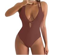 HAOLEI Damen Badeanzüge Sport Swimsuit Elegant Bademode Einteiliger Badeanzug Bauchweg Schwimmanzug Push Up Strandmode Sexy Einfarbiger Triangel Bikini Mit Hohem Bund
