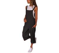 HAOLEI Damen Overall Aus Baumwolle Und Leinen, Günstig Latzhose Lässig Modisch, Jumpsuit Sommer Elegant Schick, Ärmelloser Cargo-Overall, Sommerhose Leicht Und Luftig, Romper Locker Atmungsaktiv