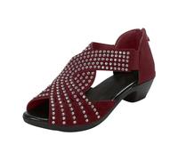 HAOLEI Günstig Sandalen Damen Elegante Schöne Leichte Weiche Sohle Plus Größe Kreuz Schnalle Runde Zehe Steigung Ferse Komfort Sale Angebote Sandaletten Leichte Bequeme Sommer Pantolettens Lässige