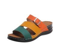 HAOLEI Hausschuhe Damen Für Grip Und Halt Sonderangebot Sandalen Peep Toe Slipper Gürtelschnalle Im Colorblock Sale Badelatschen Leicht Robuste Pantoletten Wasserfest Rutschfest Badeschuhe Schlappen
