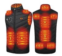 HAOLEI Herren Beheizbare Weste Neue Outdoor, Unisex Winter Dual Control Elf Zonen Elektro Beheizte Weste Sale Heizweste Leichte Aus Baumwolle Steppweste Mit Wärmefunktion Heated Vest Warme Dicke