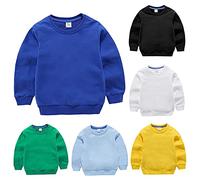 HAOLEI Jungen Sweatshirt Kinder Einfarbig Pullover T-Shirt Langarmshirt für Jungen Langarm Top Sweat Streetwear 92 98 104 110 116 122