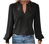 HAOLEI Pullover Damen Elegant Schick Tshirt Oberteile Einfarbig Modisch, Sonderangebot Pullunder Top Casual Mode V-Ausschnitt Spitze Langärmelig Sweater Hochwertige Nachhaltige Lässige Oberteile